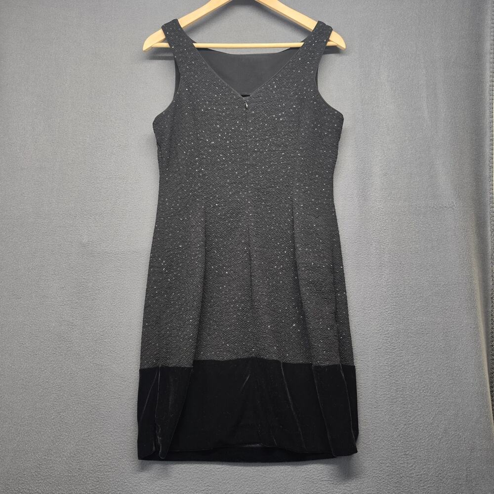 Jessica Howard Dress Womens 10P Black Metallic Sheath Sleeveless Evening Velvet - Picture 1 of 8